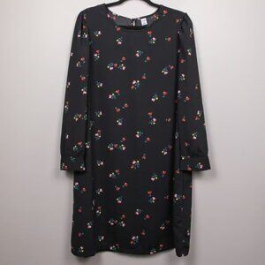 Old Navy black ditzy floral print shift dress-XL